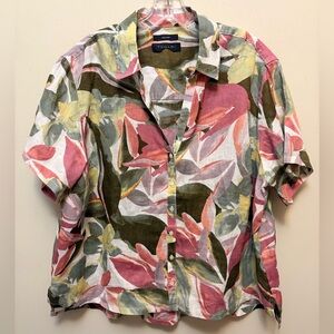 NWOT TAHARI 100% Linen Button Up Blouse
